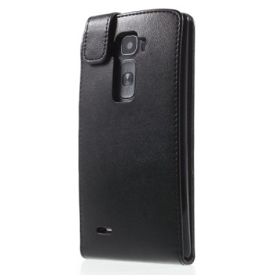 LG G Flex 2 (H955) klasikinis vertikaliai atverčiamas juodas odinis dėklas / Priedai.lt