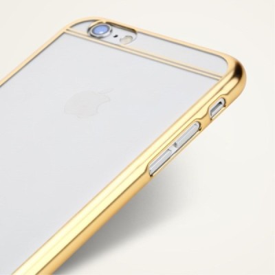 Apple iPhone 6s Plus Rock Neon plastikinis skaidrus permatomas auksinis dėklas / Priedai.lt