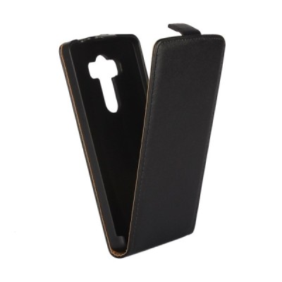LG G4s (H735) klasikinis vertikaliai atverčiamas juodas odinis dėklas / Priedai.lt
