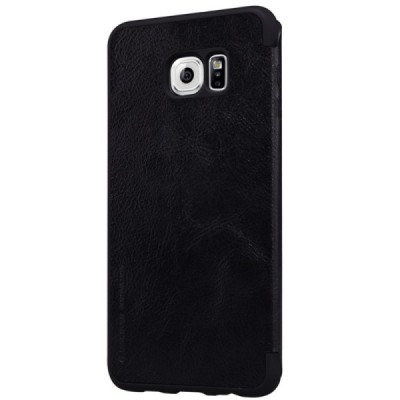 Prabangus „Nillkin“ Qin serijos juodas odinis atverčiamas Samsung Galaxy S6 Edge+ Plus (G928) dėklas / Priedai.lt