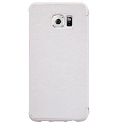 Prabangus „Nillkin“ Qin serijos baltas odinis atverčiamas Samsung Galaxy S6 Edge+ Plus (G928) dėklas / Priedai.lt