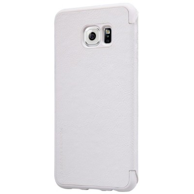 Prabangus „Nillkin“ Qin serijos baltas odinis atverčiamas Samsung Galaxy S6 Edge+ Plus (G928) dėklas / Priedai.lt