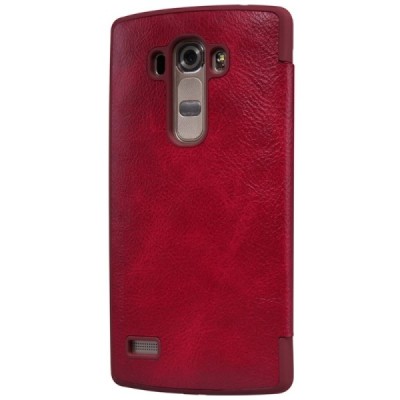 Prabangus „Nillkin“ Qin serijos raudonas odinis atverčiamas LG G4s Beat (H735) dėklas / Priedai.lt