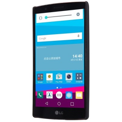 LG G4s Beat (H735) Nillkin Frosted Shield juodas plastikinis dėklas + apsauginė ekrano plėvelė / Priedai.lt