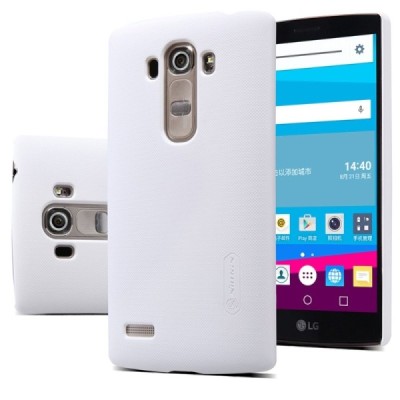 LG G4s Beat (H735) Nillkin Frosted Shield baltas plastikinis dėklas + apsauginė ekrano plėvelė / Priedai.lt
