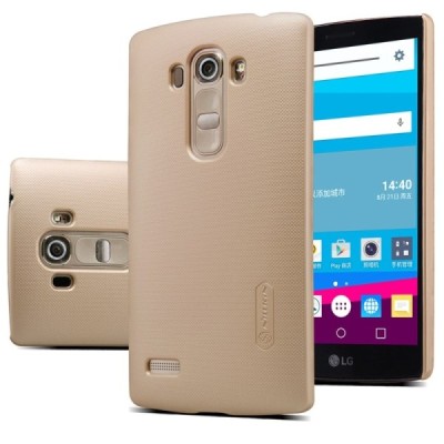 LG G4s Beat (H735) Nillkin Frosted Shield auksinis plastikinis dėklas + apsauginė ekrano plėvelė / Priedai.lt