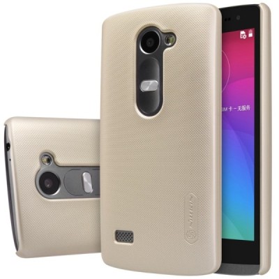 LG Leon G4 LTE (H340, H320) Nillkin Frosted Shield auksinis plastikinis dėklas + apsauginė ekrano plėvelė / Priedai.lt