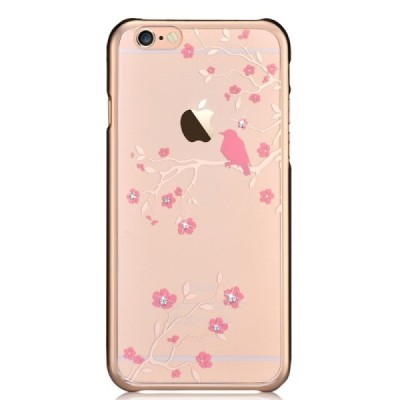Apple iPhone 6 (6s) Devia Crystal Magpie Swarovski plastikinis skaidrus permatomas auksinis dėklas su kristalais / Priedai.lt