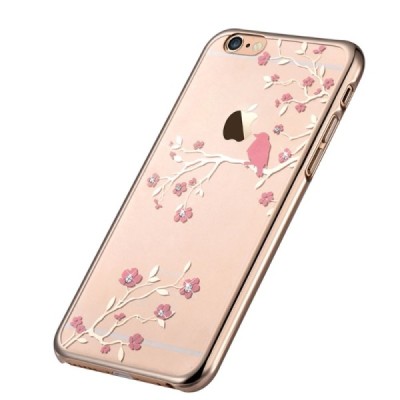 Apple iPhone 6 (6s) Devia Crystal Magpie Swarovski plastikinis skaidrus permatomas auksinis dėklas su kristalais / Priedai.lt