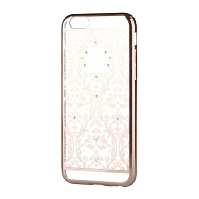 Apple iPhone 6s Plus Devia Crystal Baroque Swarovski plastikinis skaidrus permatomas auksinis dėklas su kristalais / Priedai.lt
