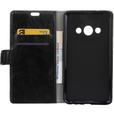 Samsung Galaxy Xcover 3 (G388) atverčiamas juodas odinis dėklas - piniginė / Priedai.lt