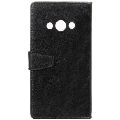 Samsung Galaxy Xcover 3 (G388) atverčiamas juodas odinis dėklas - piniginė / Priedai.lt