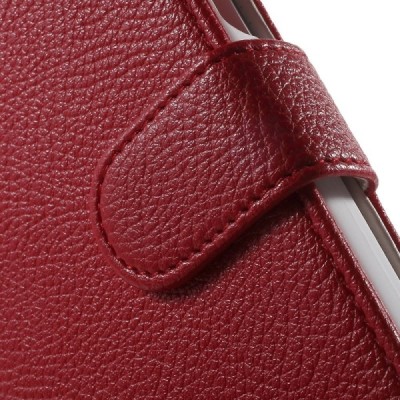 Samsung Galaxy Xcover 3 (G388) atverčiamas raudonas odinis Litchi dėklas - piniginė / Priedai.lt