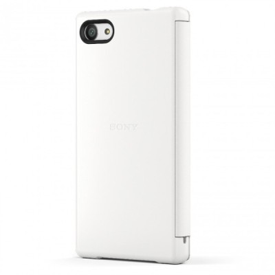 Oficialius Sony Xperia Z5 Compact Style Cover Window baltas atverčiamas dėklas SCR44 / Priedai.lt