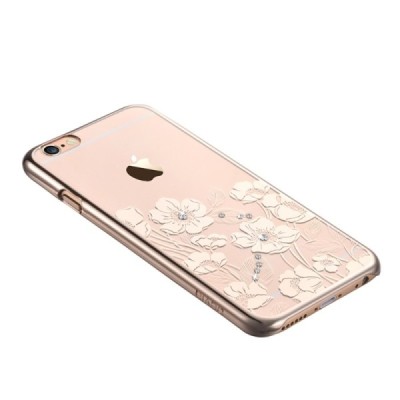 Apple iPhone 6s Plus Devia Crystal Rococo Swarovski plastikinis skaidrus permatomas auksinis dėklas su kristalais / Priedai.lt