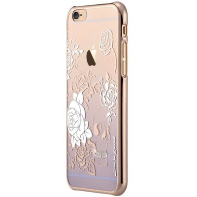 Apple iPhone 6s Plus Devia Crystal Charm Swarovski plastikinis skaidrus permatomas auksinis (violetinis) dėklas su kristalais / 