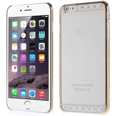 Apple iPhone 6s Plus X-Fitted Crystal Lace Swarovski plastikinis skaidrus permatomas auksinis dėklas su kristalais / Priedai.lt
