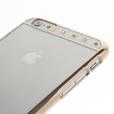 Apple iPhone 6s Plus X-Fitted Crystal Lace Swarovski plastikinis skaidrus permatomas auksinis dėklas su kristalais / Priedai.lt