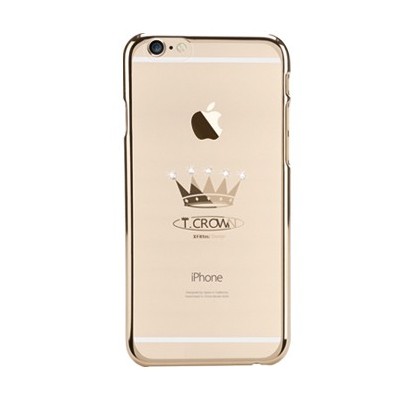Apple iPhone 6s Plus X-Fitted Crystal T Crown Swarovski plastikinis skaidrus permatomas auksinis dėklas su kristalais / Priedai.