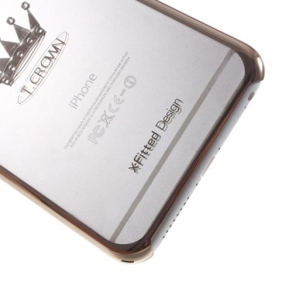 Apple iPhone 6s Plus X-Fitted Crystal T Crown Swarovski plastikinis skaidrus permatomas auksinis dėklas su kristalais / Priedai.