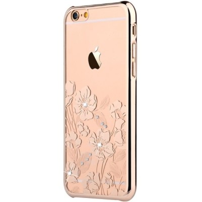 Apple iPhone 6 (6s) Devia Crystal Rococo Swarovski plastikinis skaidrus permatomas auksinis dėklas su kristalais / Priedai.lt