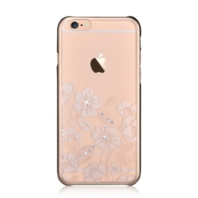 Apple iPhone 6 (6s) Devia Crystal Rococo Swarovski plastikinis skaidrus permatomas auksinis dėklas su kristalais / Priedai.lt