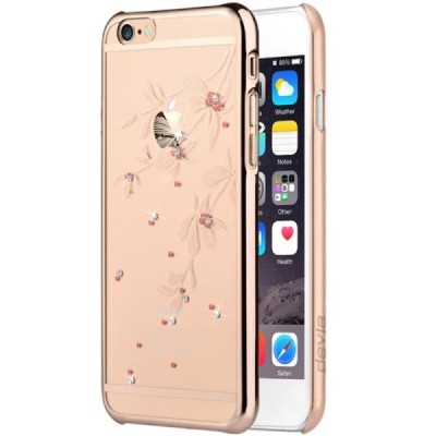 Apple iPhone 6 (6s) Devia Crystal Flowery Swarovski plastikinis skaidrus permatomas auksinis dėklas su kristalais / Priedai.lt