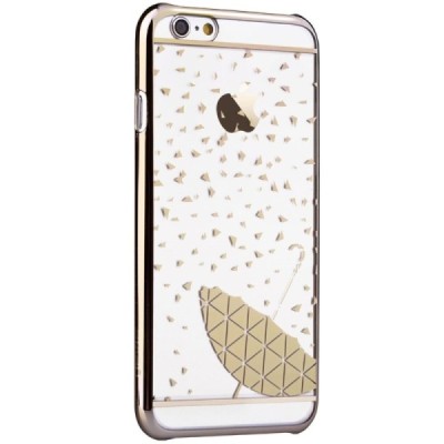 Apple iPhone 6 (6s) Devia Fun plastikinis skaidrus permatomas auksinis dėklas / Priedai.lt