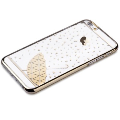 Apple iPhone 6 (6s) Devia Fun plastikinis skaidrus permatomas auksinis dėklas / Priedai.lt