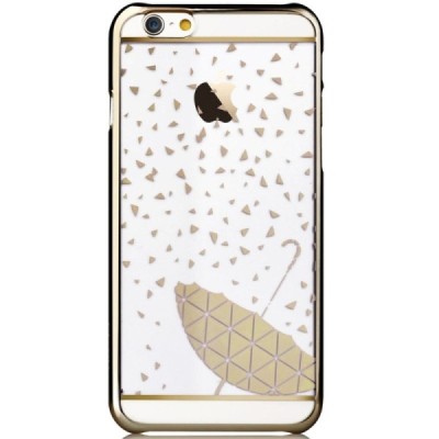 Apple iPhone 6 (6s) Devia Fun plastikinis skaidrus permatomas auksinis dėklas / Priedai.lt