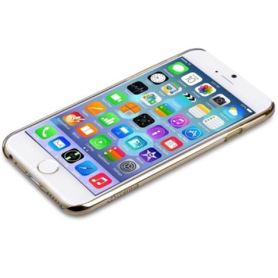 Apple iPhone 6 (6s) Devia Fun plastikinis skaidrus permatomas auksinis dėklas / Priedai.lt