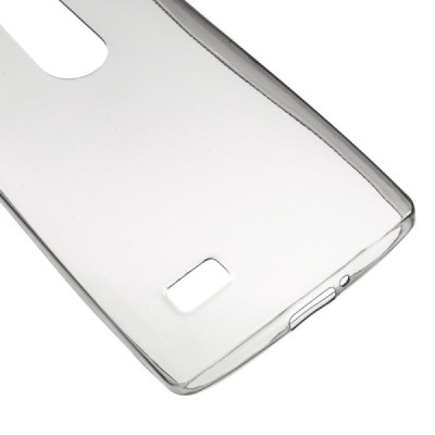 LG Leon 4G LTE (H340, H320) skaidrus (permatomas) kieto silikono TPU ploniausias pasaulyje pilkas dėklas / Priedai.lt