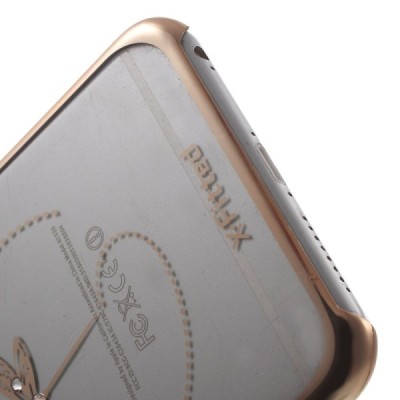 Apple iPhone 6 (6s) X-Fitted Crystal Dragonfly Swarovski plastikinis skaidrus permatomas auksinis dėklas su kristalais / Priedai