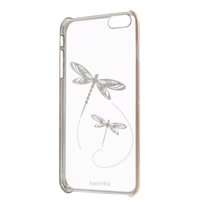 Apple iPhone 6 (6s) X-Fitted Crystal Dragonfly Swarovski plastikinis skaidrus permatomas auksinis dėklas su kristalais / Priedai