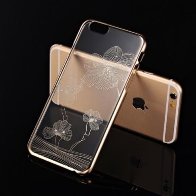 Apple iPhone 6 (6s) X-Fitted Crystal Icon Pro Lotus Swarovski plastikinis skaidrus permatomas auksinis dėklas su kristalais / Pr