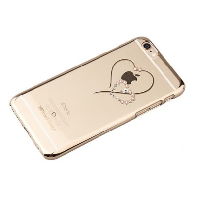Apple iPhone 6 (6s) X-Fitted Crystal Icon Pro Telesthesia Swarovski plastikinis skaidrus permatomas auksinis dėklas su kristalai
