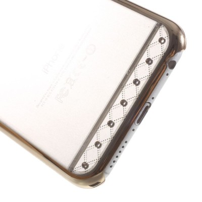 Apple iPhone 6 (6s) X-Fitted Crystal Icon Pro Lace Swarovski plastikinis skaidrus permatomas auksinis dėklas su kristalais / Pri