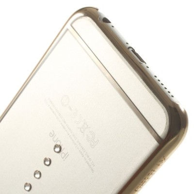 Apple iPhone 6 (6s) X-Fitted Crystal Icon Pro Waterdrop Swarovski plastikinis skaidrus permatomas auksinis dėklas su kristalais 