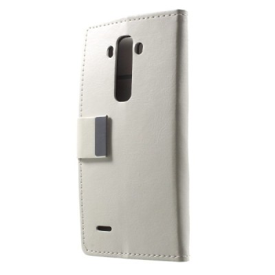 LG G Flex 2 H955 atverčiamas baltas odinis dėklas - piniginė / Priedai.lt