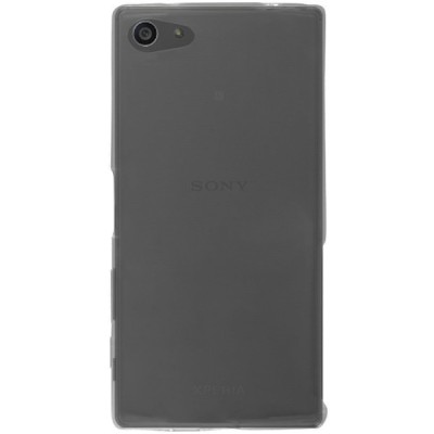 Sony Xperia Z5 Compact skaidrus (permatomas) kieto silikono TPU ploniausias pasaulyje pilkas dėklas / Priedai.lt