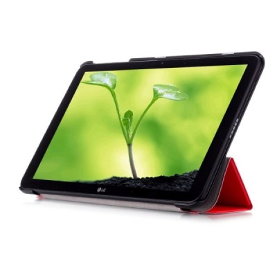 LG G Pad II 10.1" (LG G Pad 2 10.1" LTE V940) atverčiamas raudonas odinis dėklas - knygutė / Priedai.lt