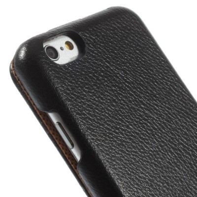 Apple iPhone 6 (6s) odinis vertikaliai (žemyn, į apačią) atverčiamas juodas dėklas / Priedai.lt
