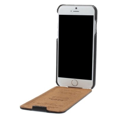 Apple iPhone 6 (6s) odinis vertikaliai (žemyn, į apačią) atverčiamas juodas dėklas / Priedai.lt