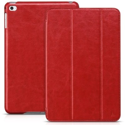 Prabangus „HOCO“ Retro Crystal serijos odinis atverčiamas raudonas Apple iPad mini 4 (iPad mini 2019) dėklas / Priedai.lt