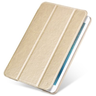Prabangus „HOCO“ Retro Crystal serijos odinis atverčiamas auksinis Apple iPad mini 4 (iPad mini 2019) dėklas / Priedai.lt