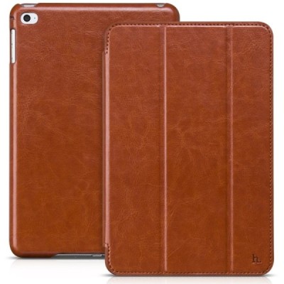 Prabangus „HOCO“ Retro Crystal serijos odinis atverčiamas rudas Apple iPad mini 4 (iPad mini 2019) dėklas / Priedai.lt