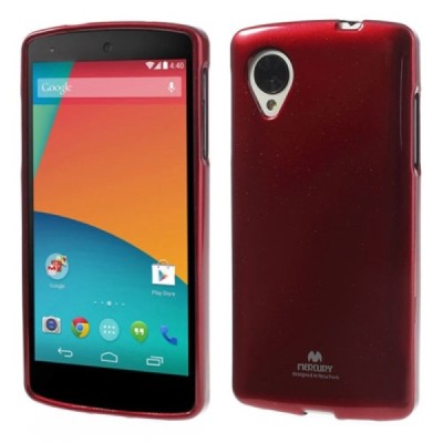 LG Nexus 5 Mercury raudonas kieto silikono tpu dėklas - nugarėlė / Priedai.lt