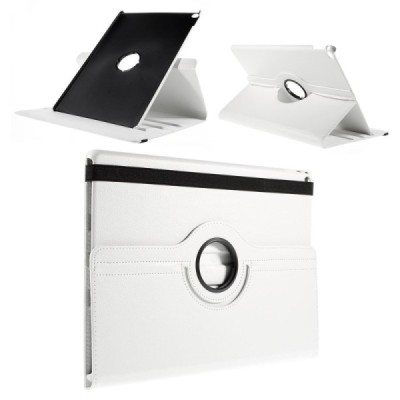 Apple iPad Pro 12.9"atverčiamas, sukamas 360 laipsnių, baltas odinis dėklas - stovas / Priedai.lt