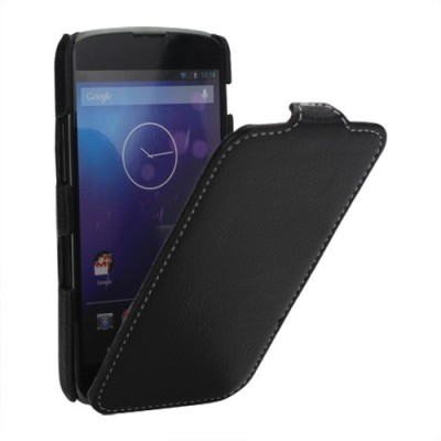 „Lychee“ atverčiamas juodas Nexus 4 E960 dėklas (dėkliukas) / Priedai.lt