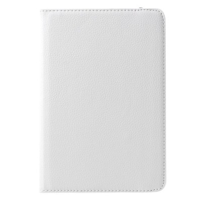 Apple iPad mini 4 (iPad mini 2019) atverčiamas, sukamas 360 laipsnių, baltas odinis dėklas - stovas / Priedai.lt